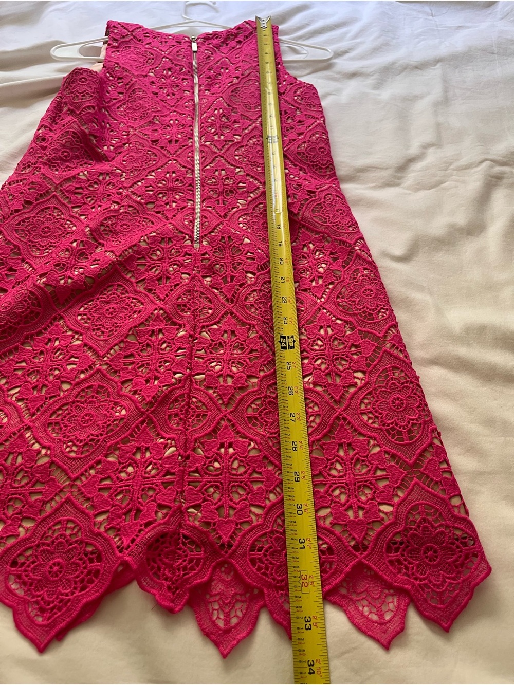 Eliza J. Hot Pink Magenta Crochet Lace Overlay Sleeveless Dress Scalloped 0P - Picture 13 of 13